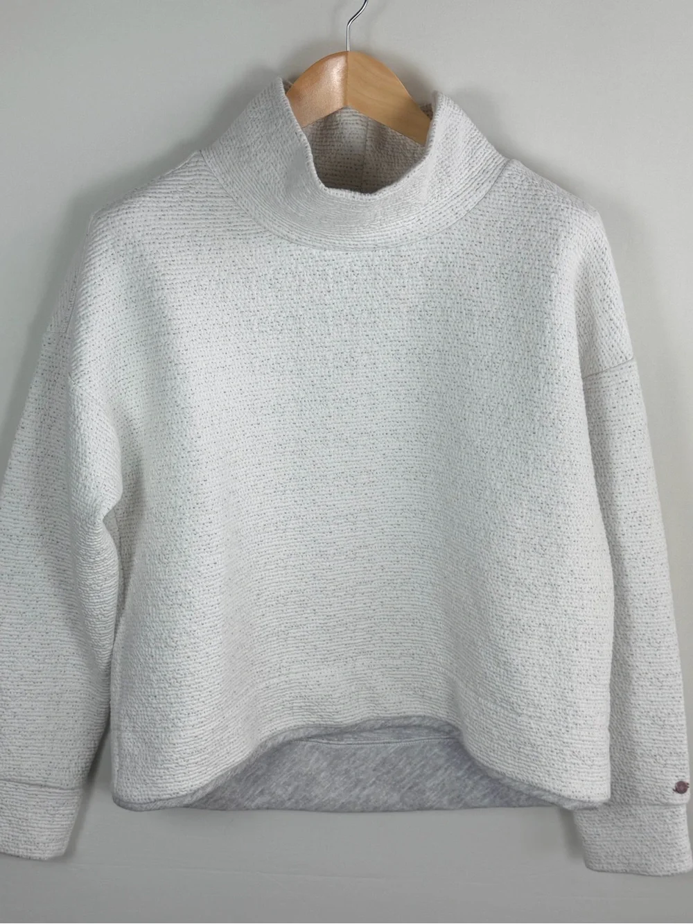 CALIA White Textured Funnel Neck Sweatshirt Sweater Large